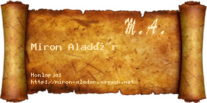 Miron Aladár névjegykártya